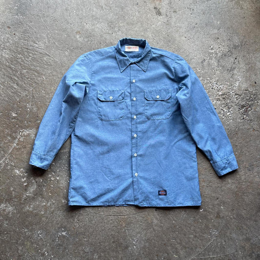 Blue Button Up Dickies Long-Sleeve Shirt