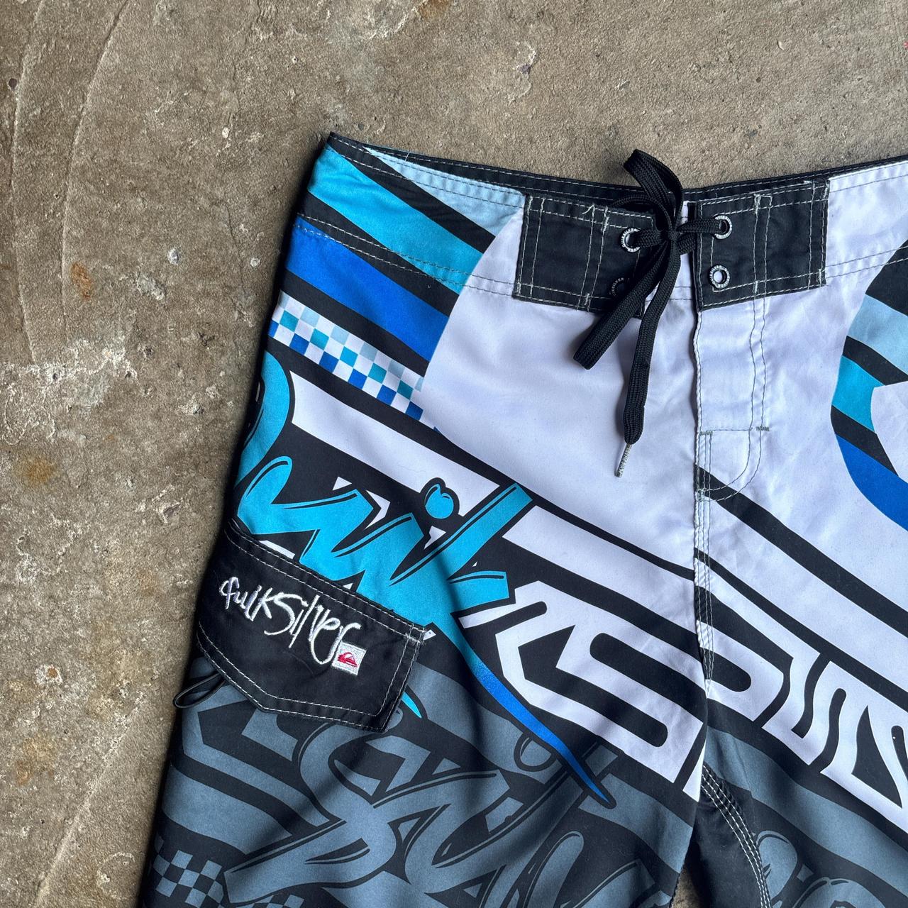 Black/White Quiksilver Patterned Board Shorts - 32