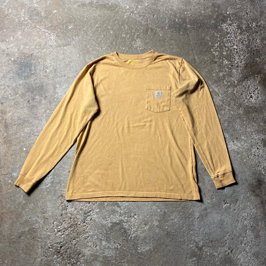 Yellow Carhartt Long Sleeve Pocket T-Shirt - L