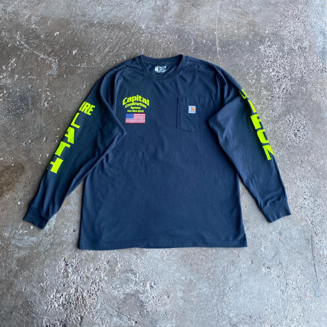 Navy Carhartt Graphic Pocket Long Sleeve T-Shirt - L