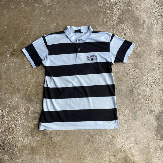 Black & Grey Striped Guinness Polo Shirt - M