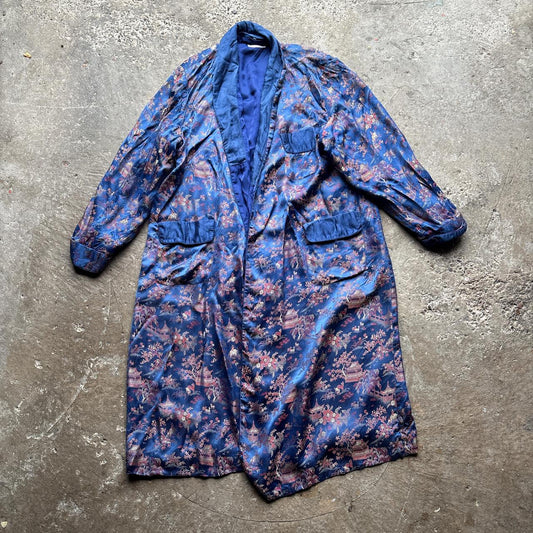 Vintage Blue Chinese dressing gown - 48C / L