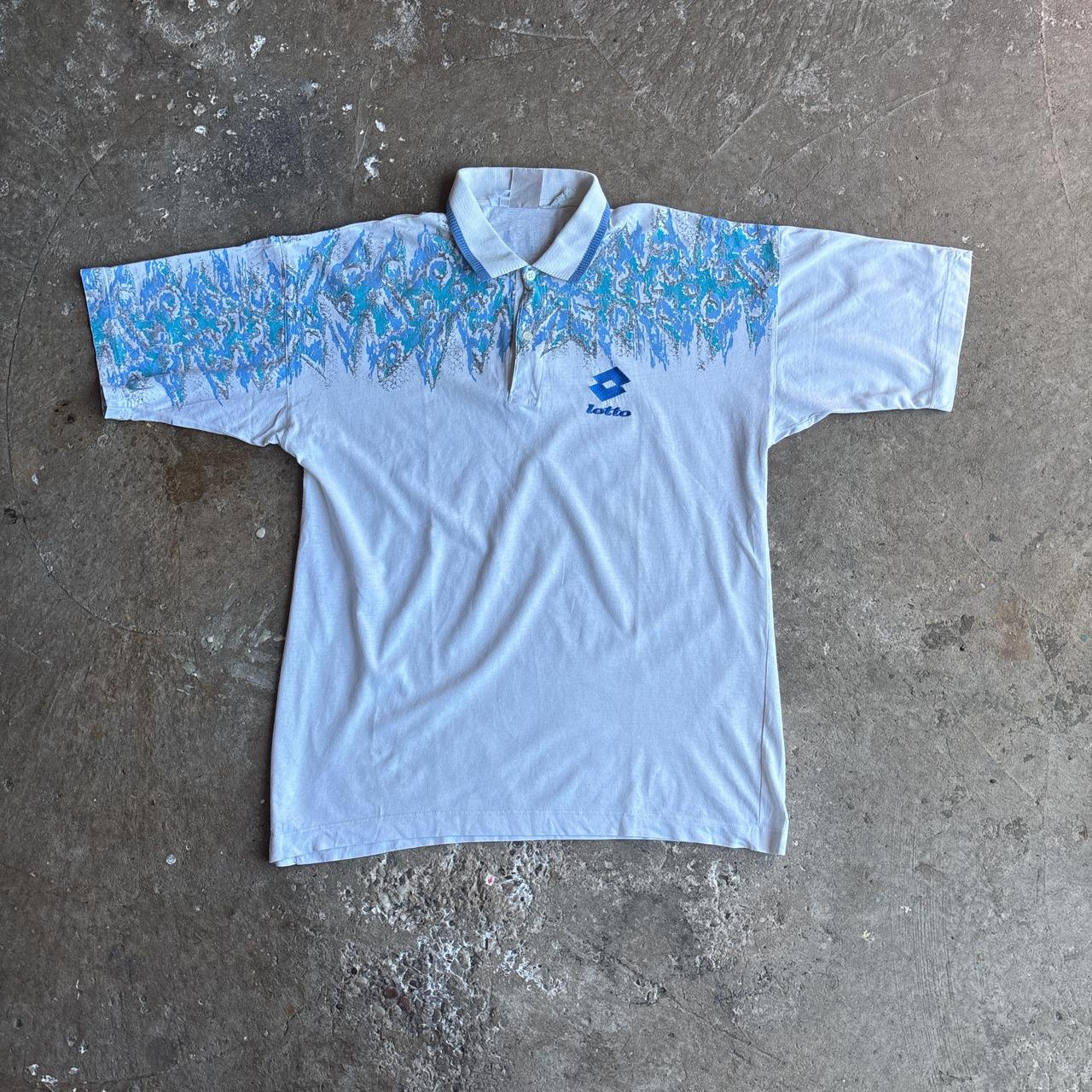 Vintage White Lotto Patterned 90’s Polo Shirt