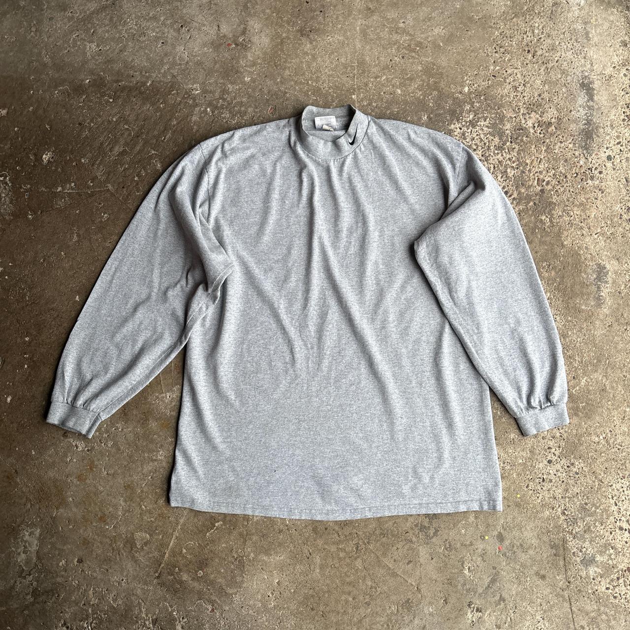 Grey Nike Long-Sleeve Mock Neck T-Shirt - XL