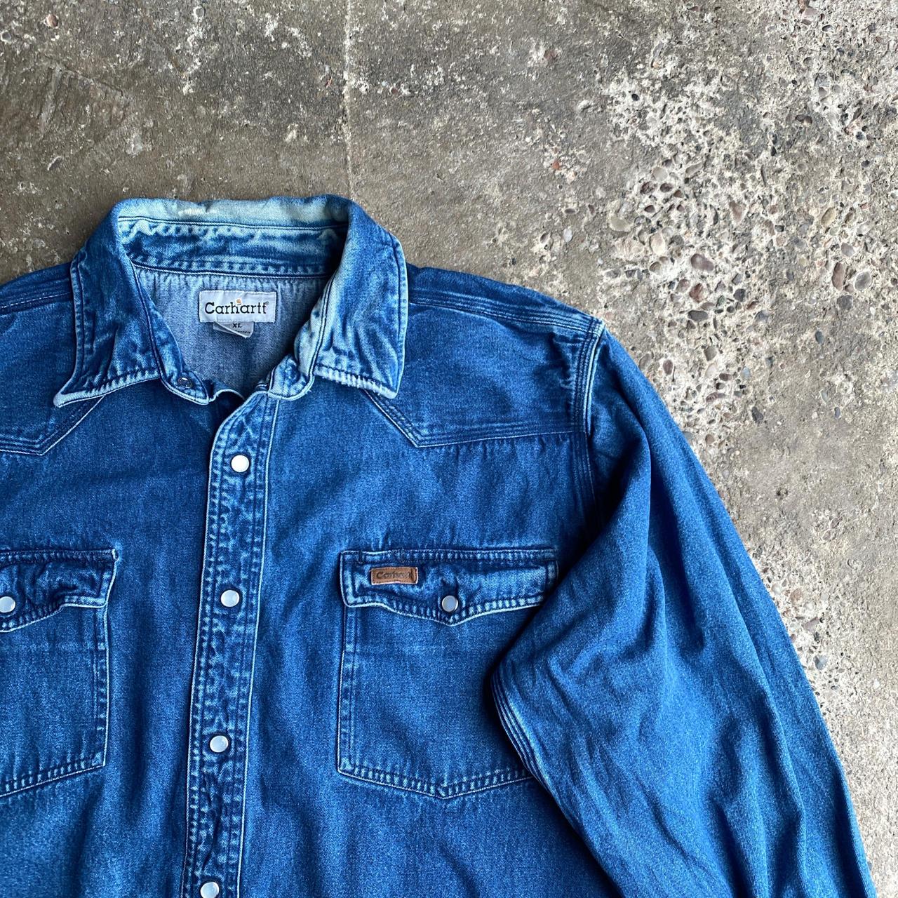 Blue Denim Carhartt Long-Sleeve Shirt - XL