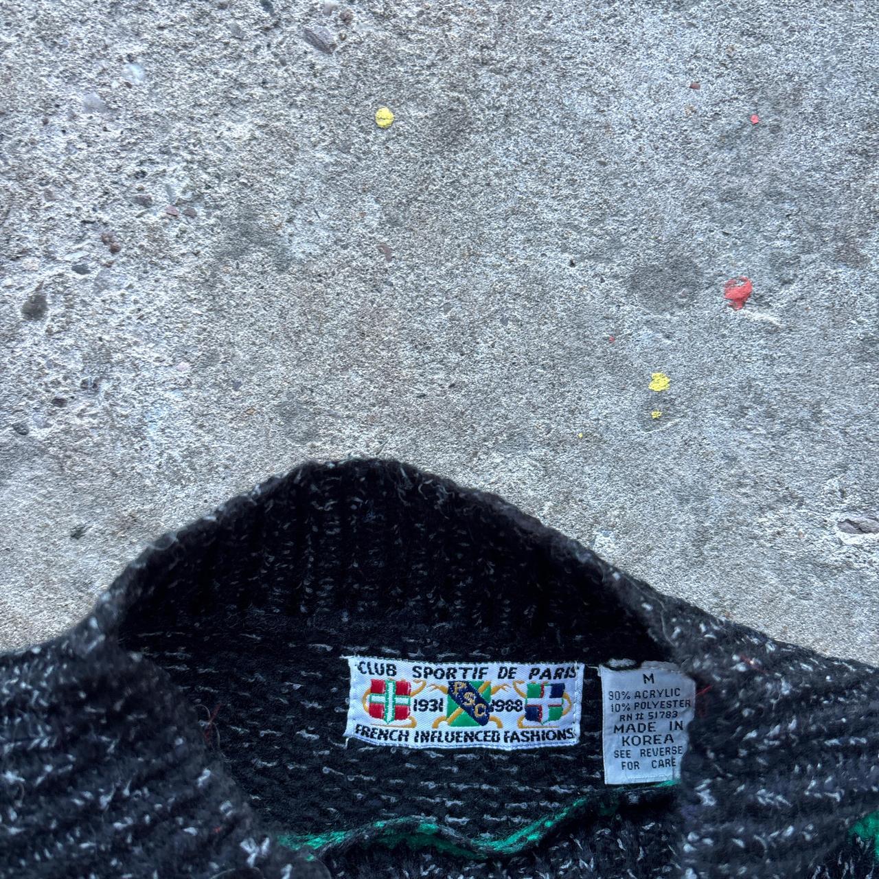 Black Club Sporting de Paris knitted sweater with 80s pattern