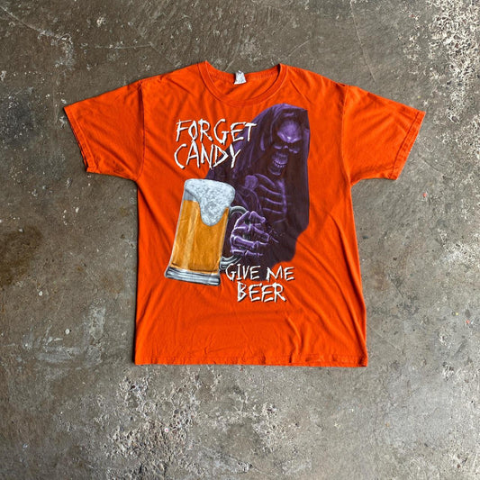 Orange Graphic Halloween Beer T-Shirt - L