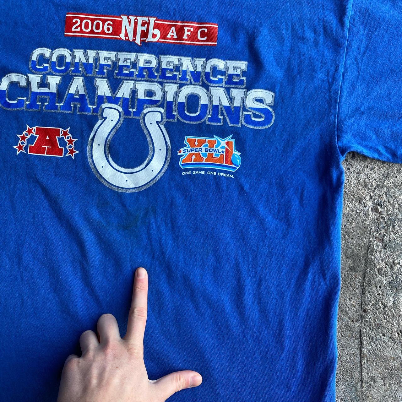 Vintage 2006 Indianapolis Colts NFL Conference Champions Blue Graphic T-Shirt