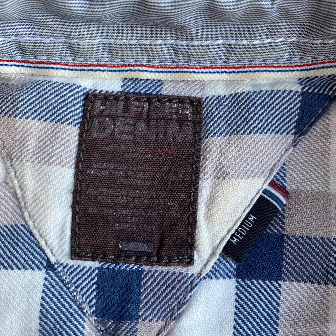 Cream & Navy Plaid Tommy Hilfiger Long Sleeve Shirt - M