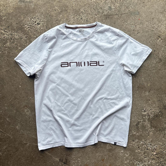 White Animal spell-out logo t-shirt - L
