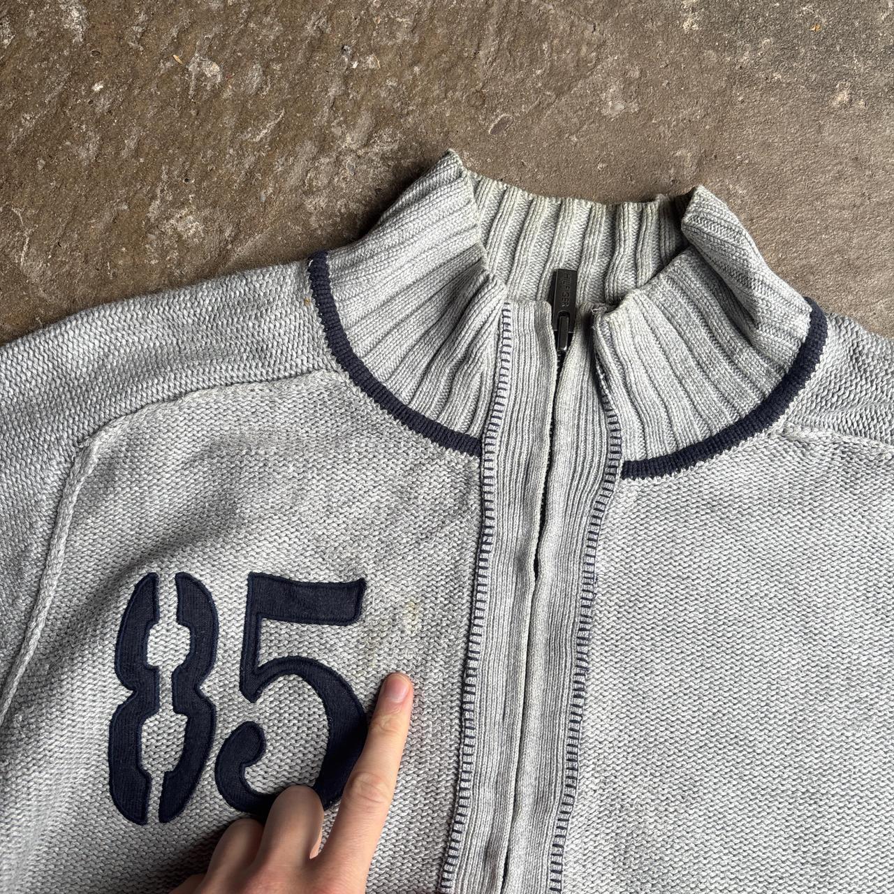 Grey Tommy Hilfiger Full-Zip Knit Sweater - XL