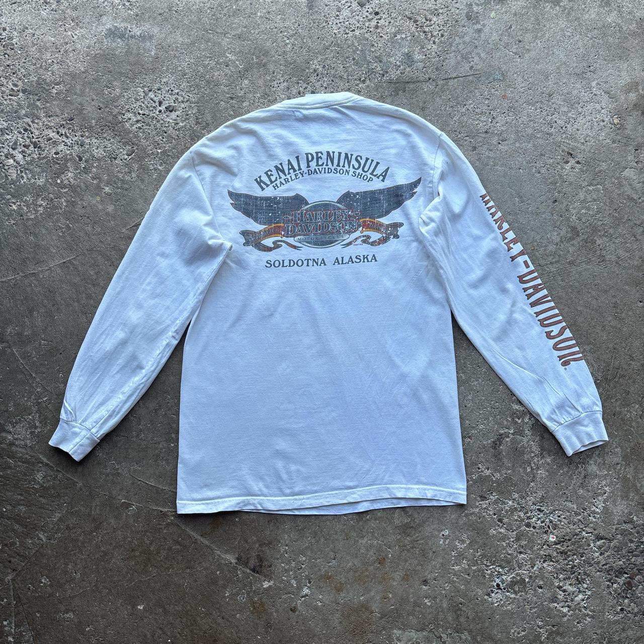 00s Harley Davison white long sleeve top - M