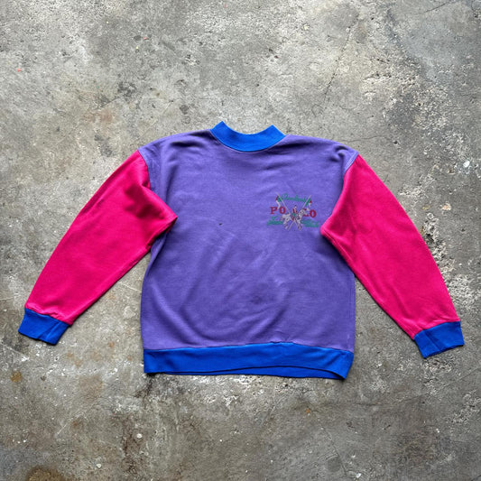 Purple, pink and blue polo sweatshirt