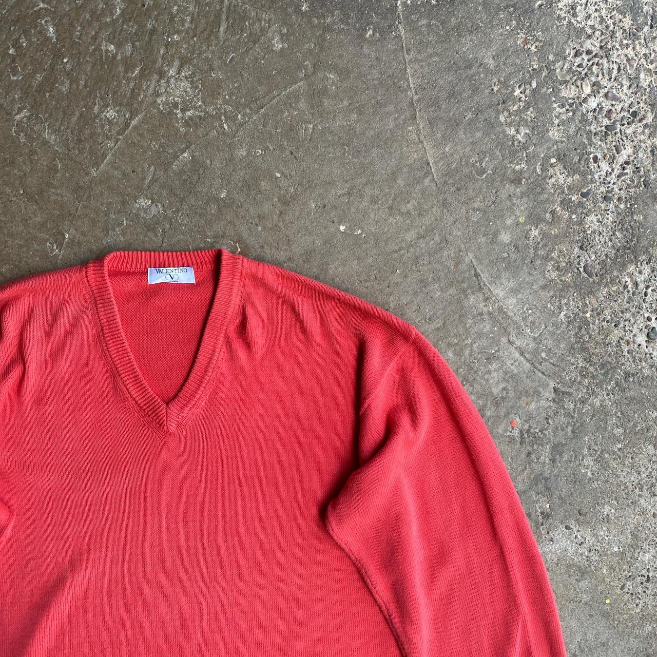 Salmon Pink V-Neck Valentino Jumper - XL