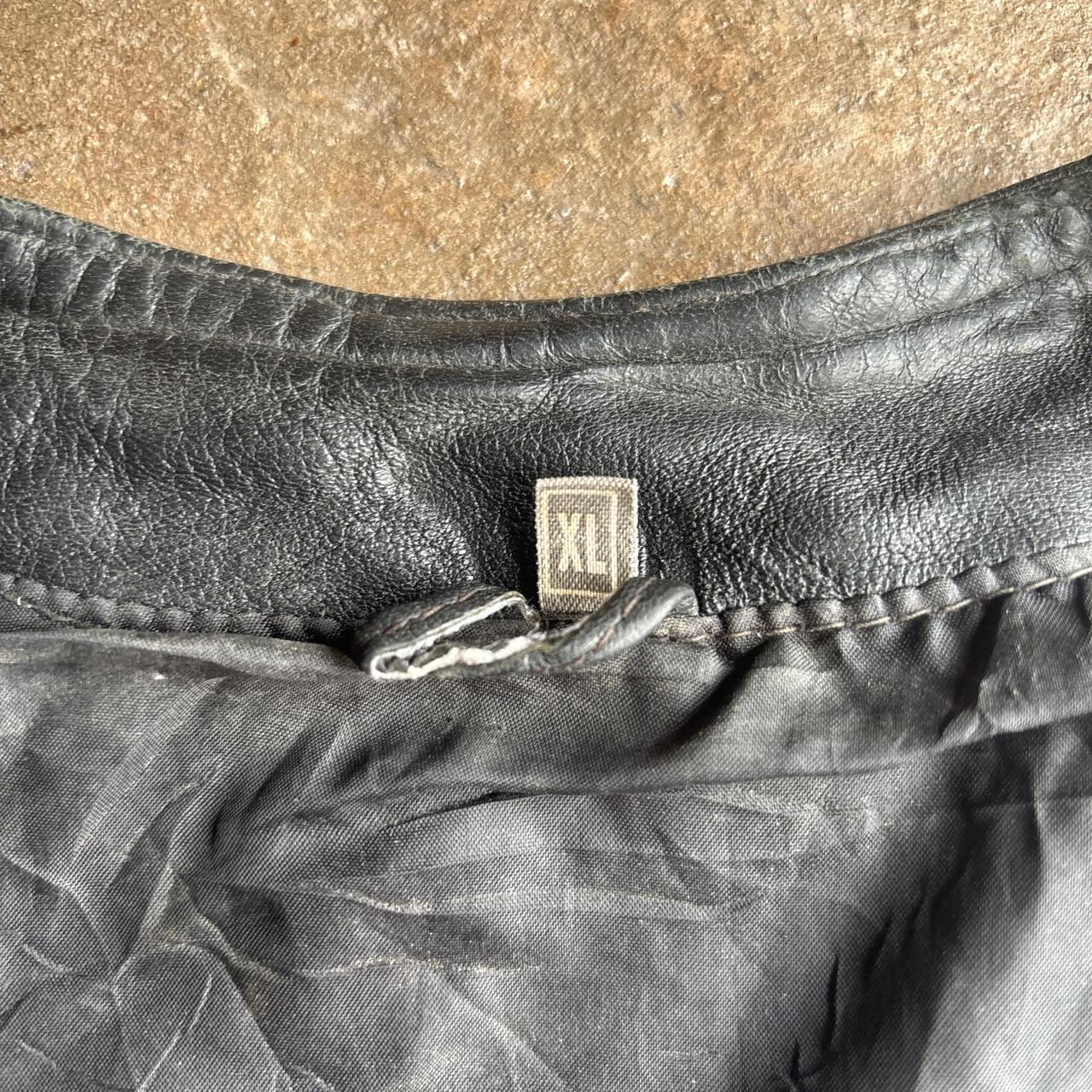 Vintage Black Leather V-Neck Vest