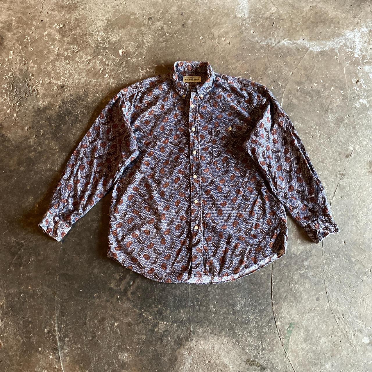 Multi Coloured Paisley Button Up Corduroy Shirt - XL