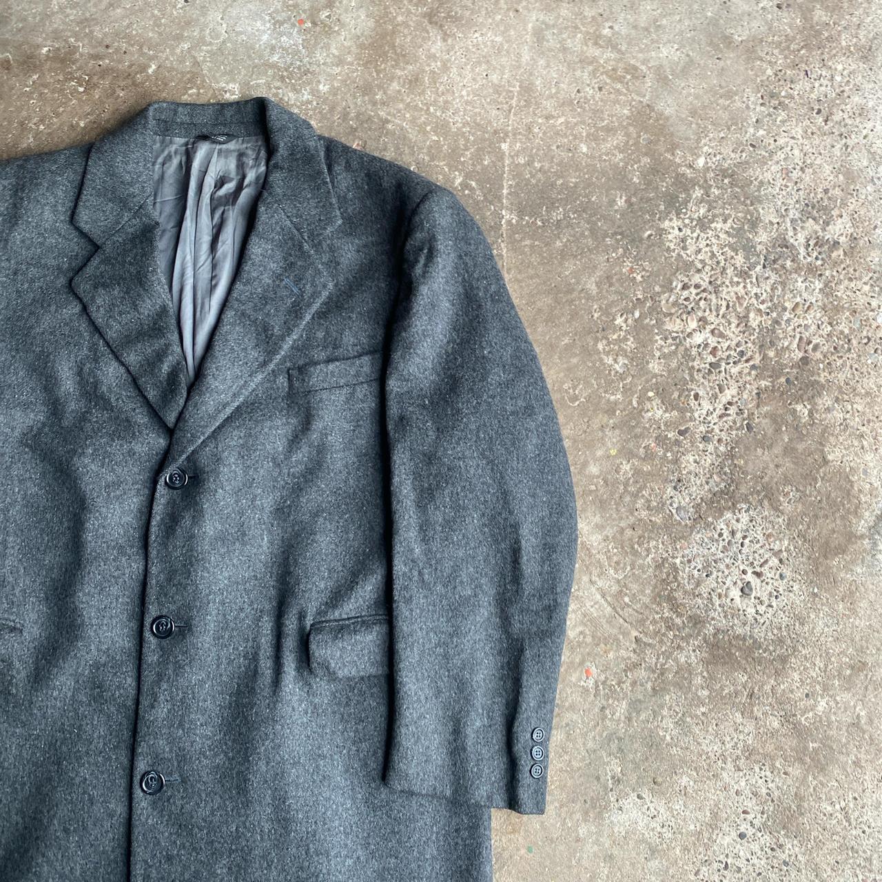 Vintage Grey Wool Long Overcoat - XL