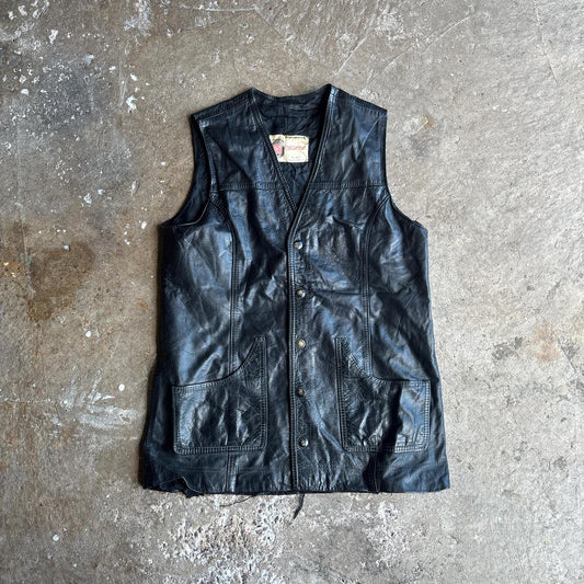 Black Leather Vest Jacket