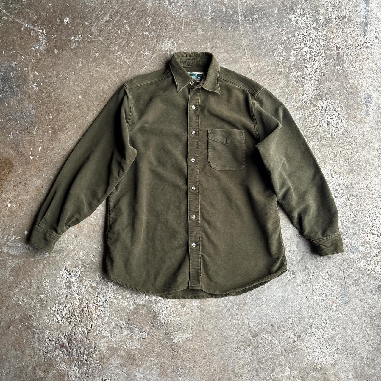 Khaki Green Heavyweight Cotton Shirt - XL