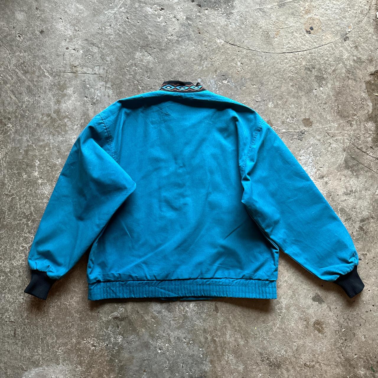 Torquoise workwear jacket with Aztec collar