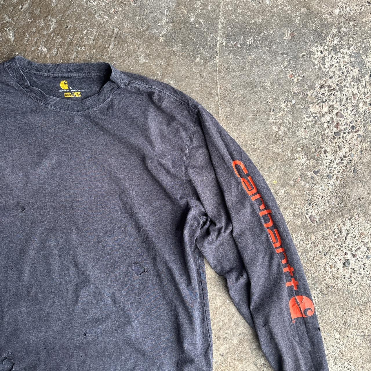 Dark Grey Distressed Carhartt Long-Sleeve T-Shirt