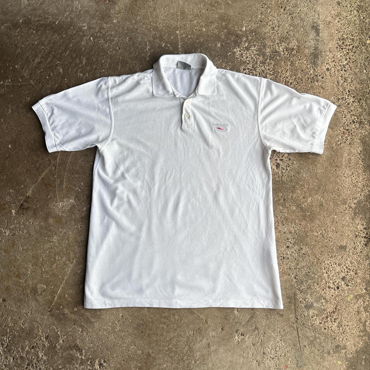 Vintage White Reebok Polo Shirt - L