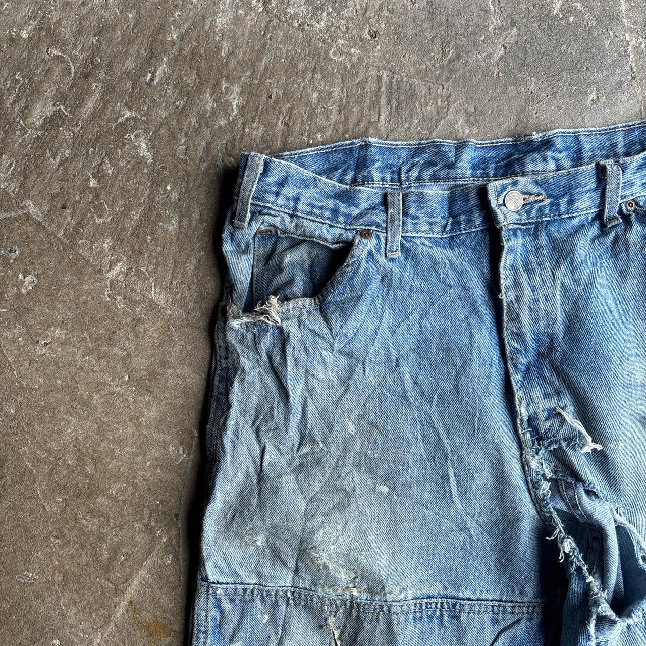 Blue Denim Heavily Distressed Dickies Jeans