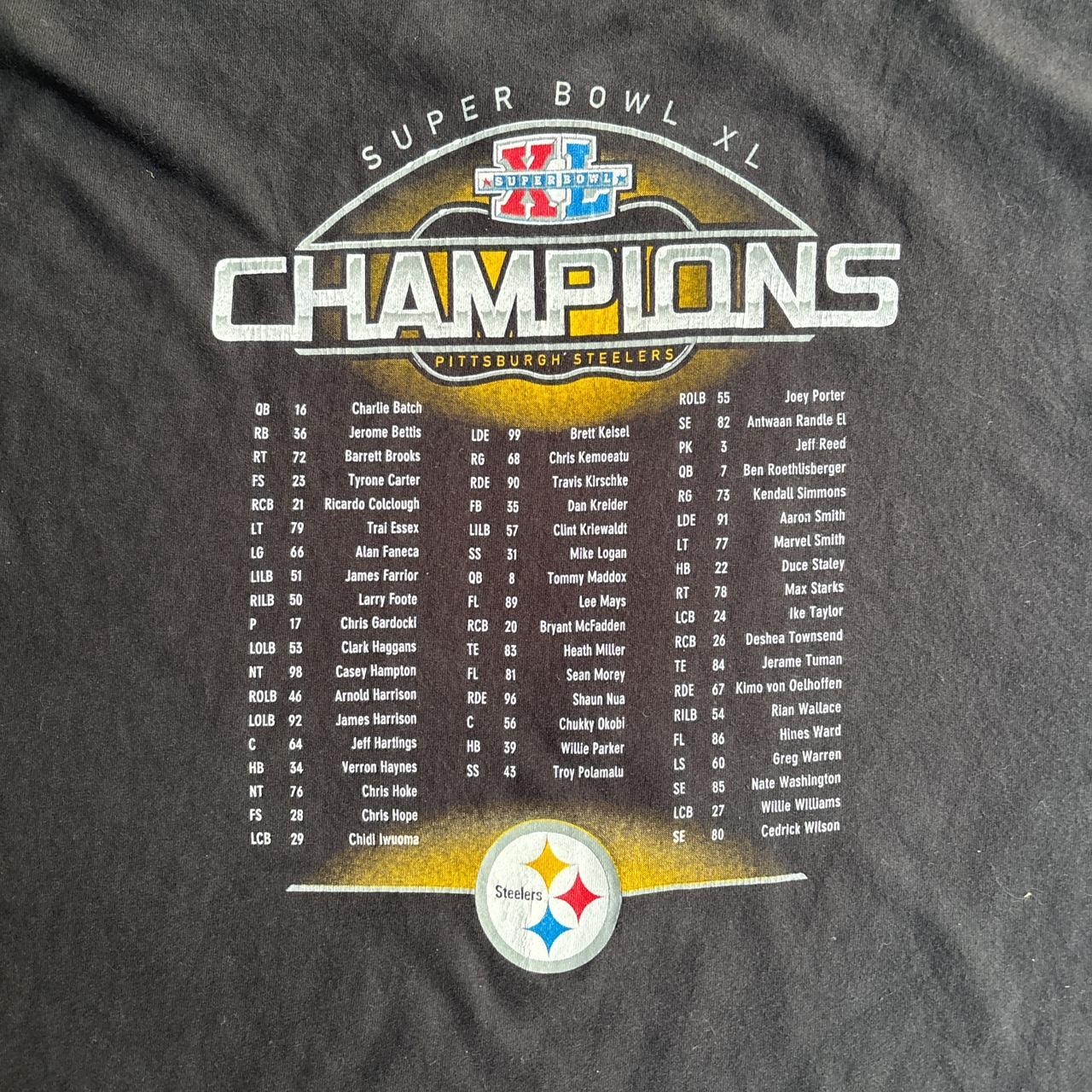 Vintage Black Pittsburgh Steelers Super Bowl XL 2006 Champions T-shirt - 2XL