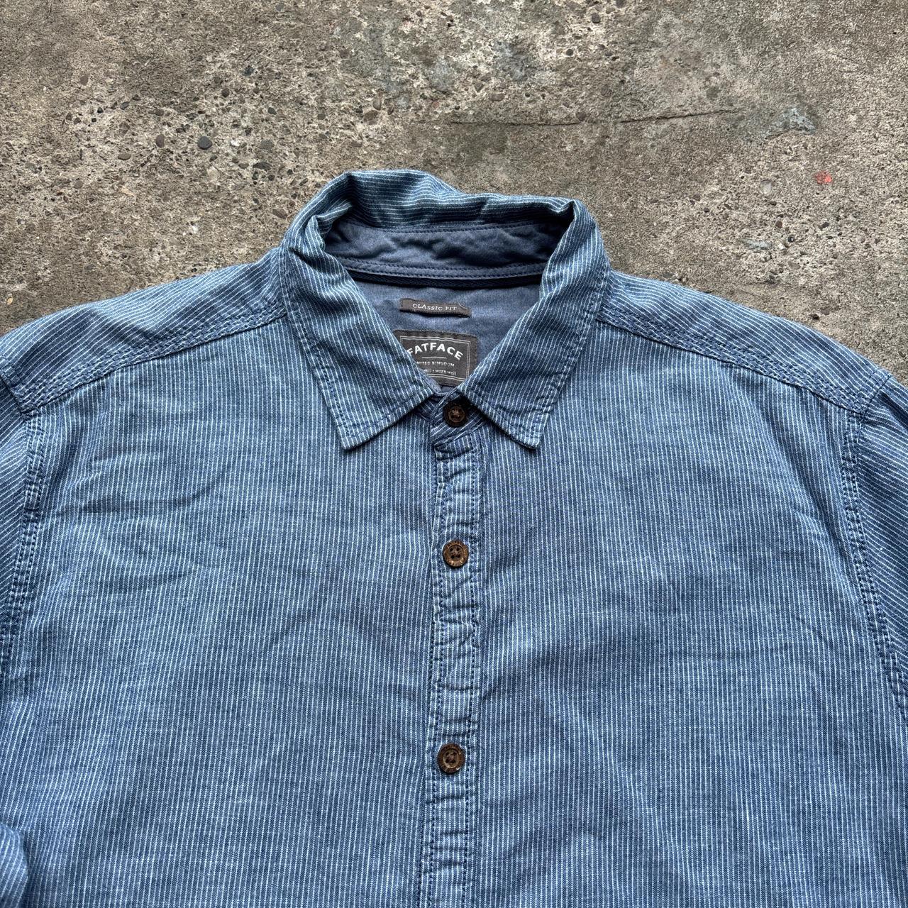 Blue and white striped Fat Face linen shirt