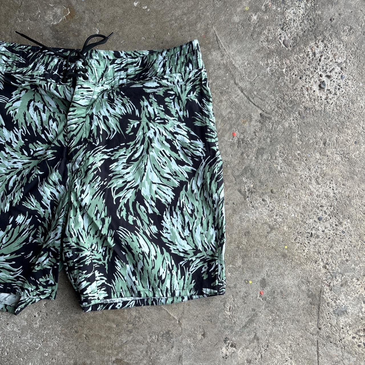 Green & Black Flower Print Carhartt Swim Shorts