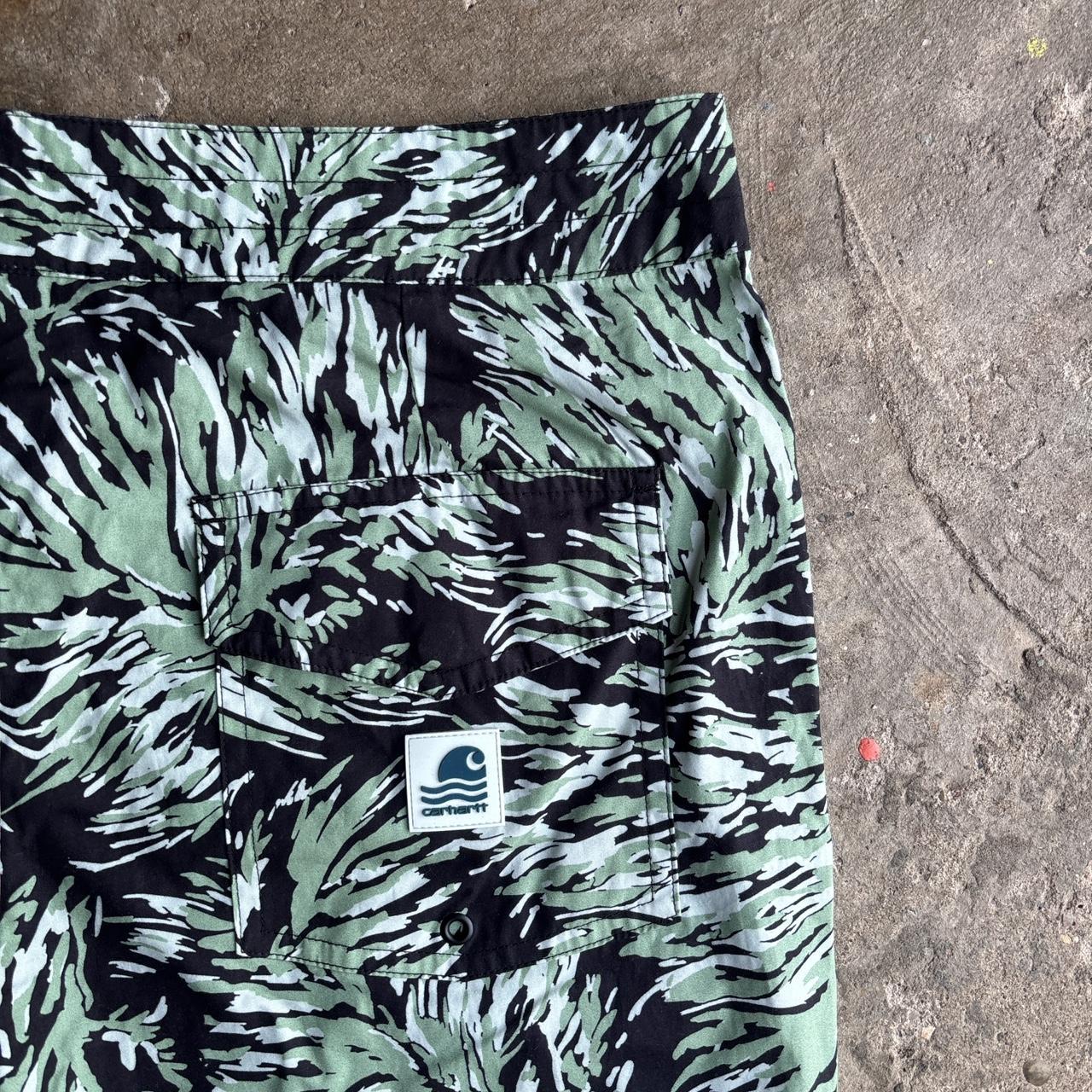 Green & Black Flower Print Carhartt Swim Shorts