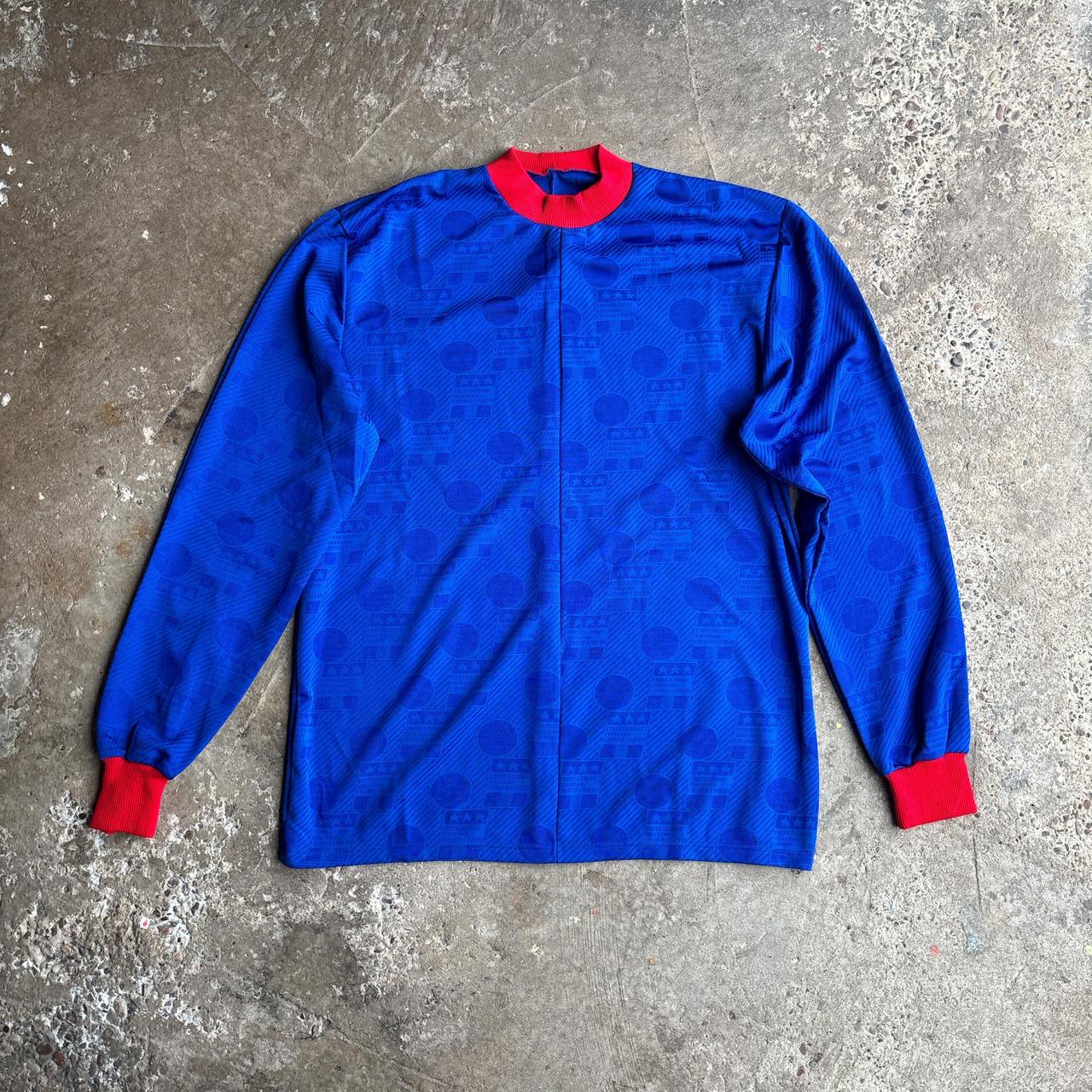 Vintage Blue Long-Sleeve Italian World Cup Promotional Football Shirt