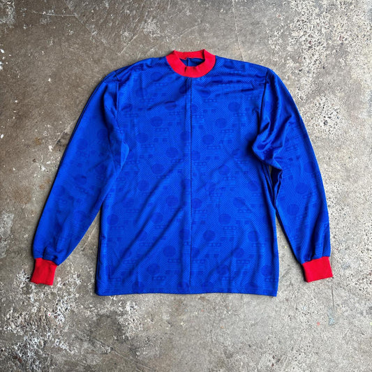 Vintage Blue Long-Sleeve Italian World Cup Promotional Football Shirt