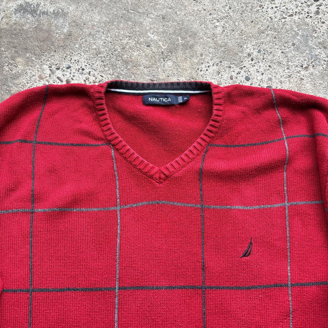 Y2K Red Chequered knitted sweater - XL