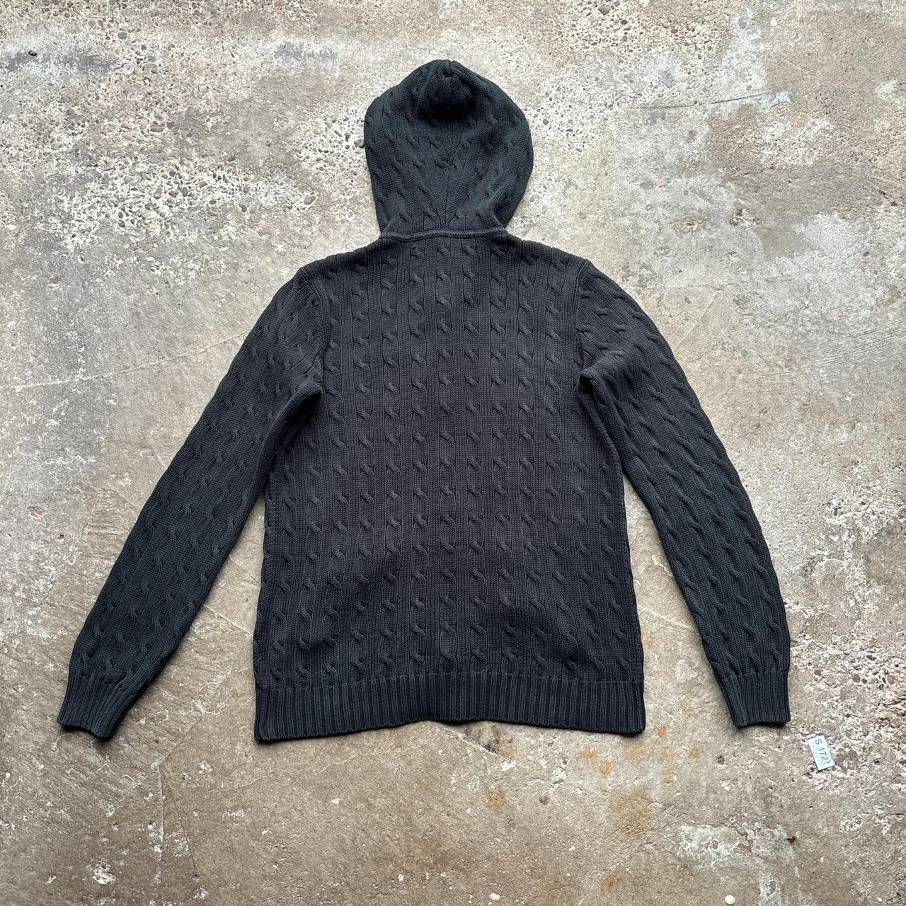 Black Ralph Lauren cable knit zip-up hoody - L