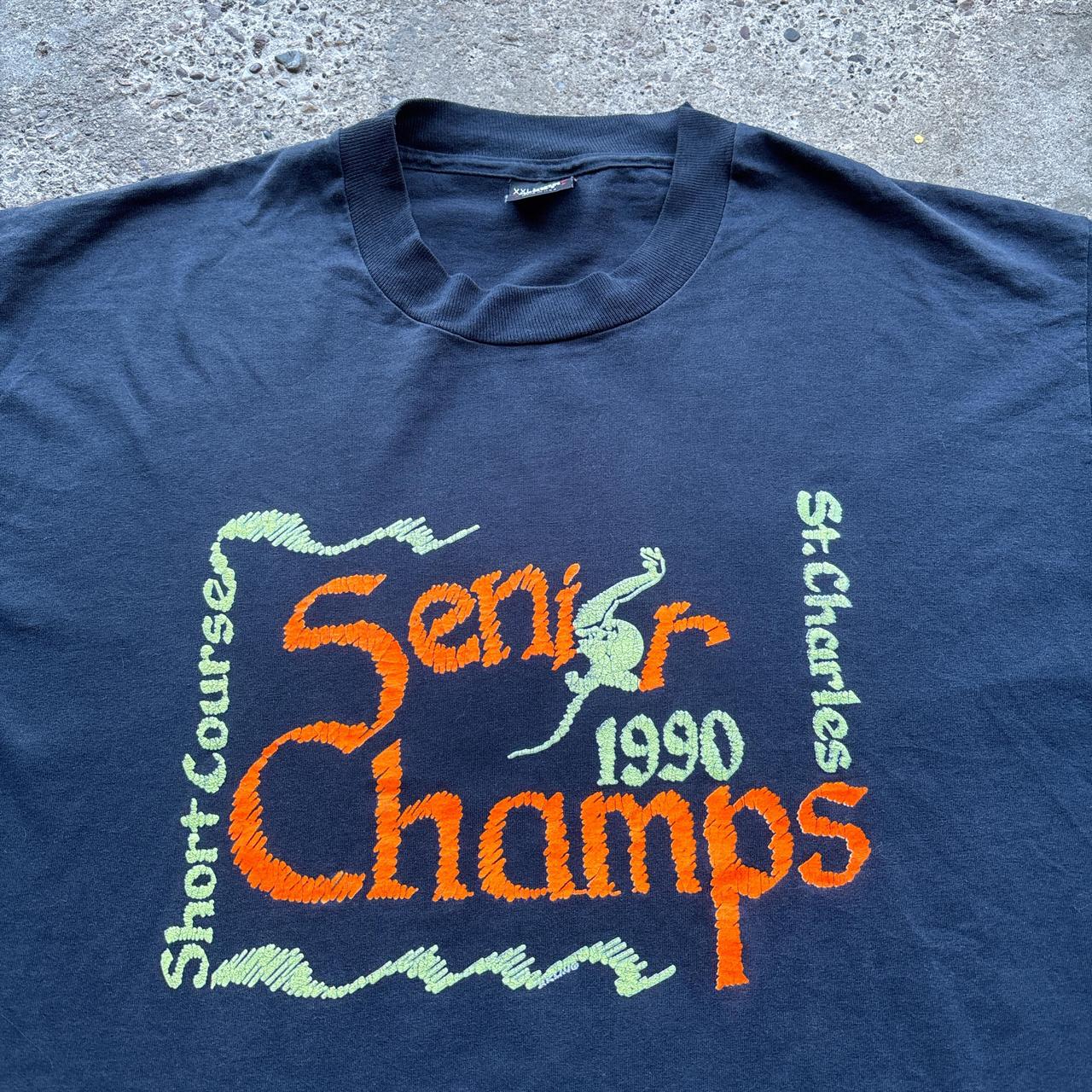 90s Navy Single-stitch graphic tee with Basketball print - XXL