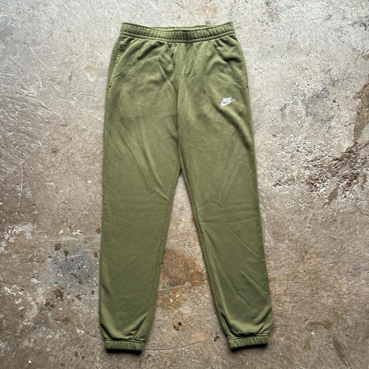 Nike green joggers with white embroidered logo