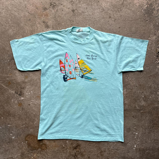 Light blue graphic tee with ‘Lake George, New York’ print