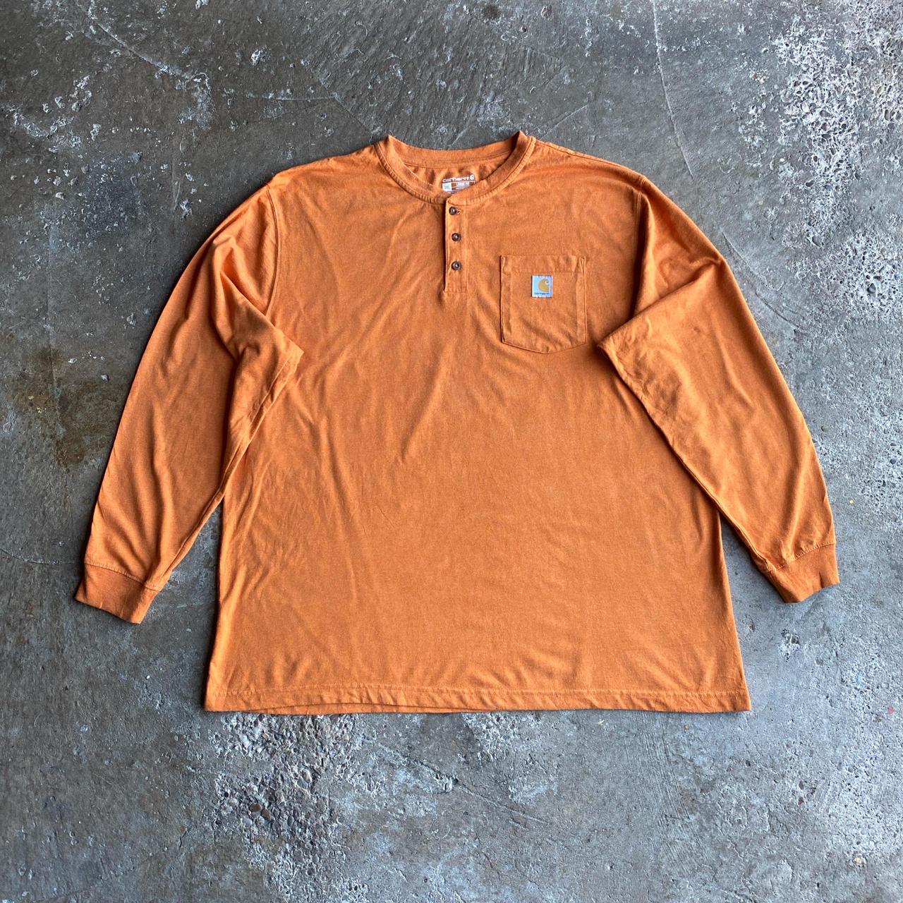 Orange Long Sleeve Carhartt Single Pocket T-Shirt - 2XL