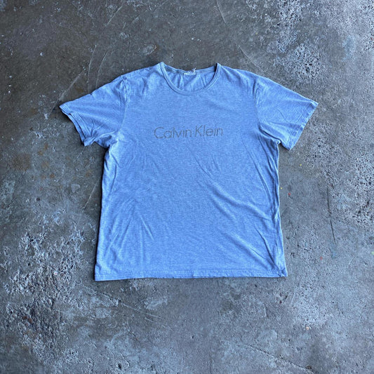 Grey Calvin Klein Text T-Shirt - L