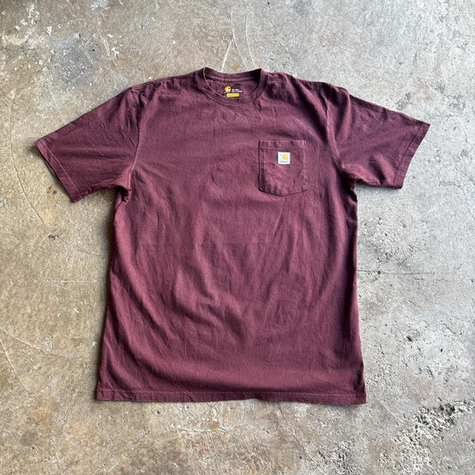 Burgundy Carhartt Single Pocket T-Shirt
