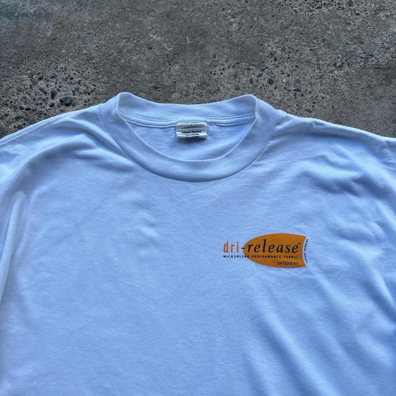 White single stitch t-shirt with Dri-Release graphic - L