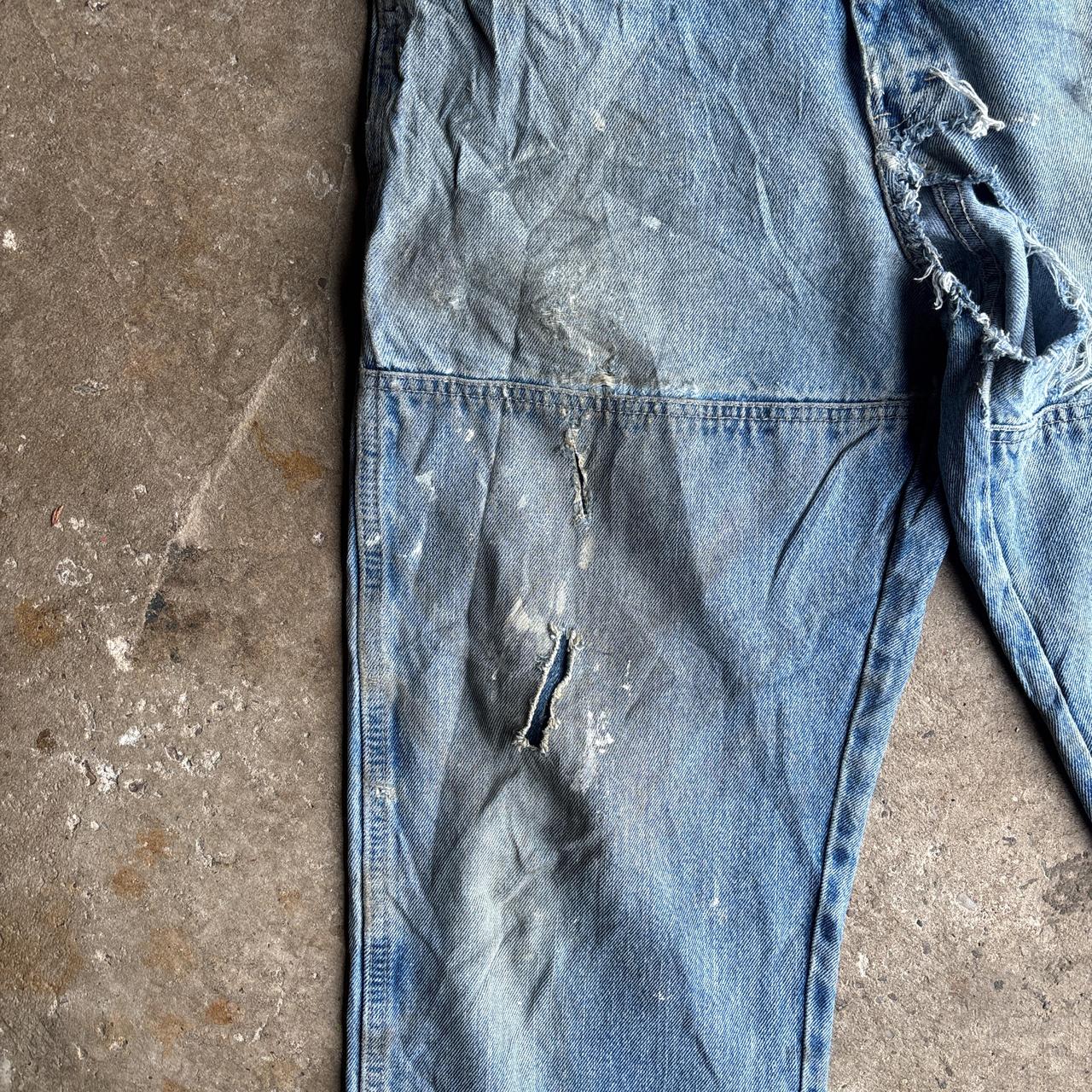 Blue Denim Heavily Distressed Dickies Jeans