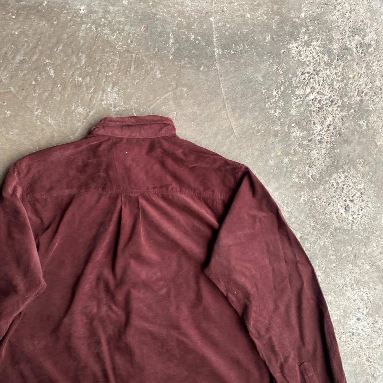 Burgundy Corduroy Button Up Long Sleeve Shirt - 2XL