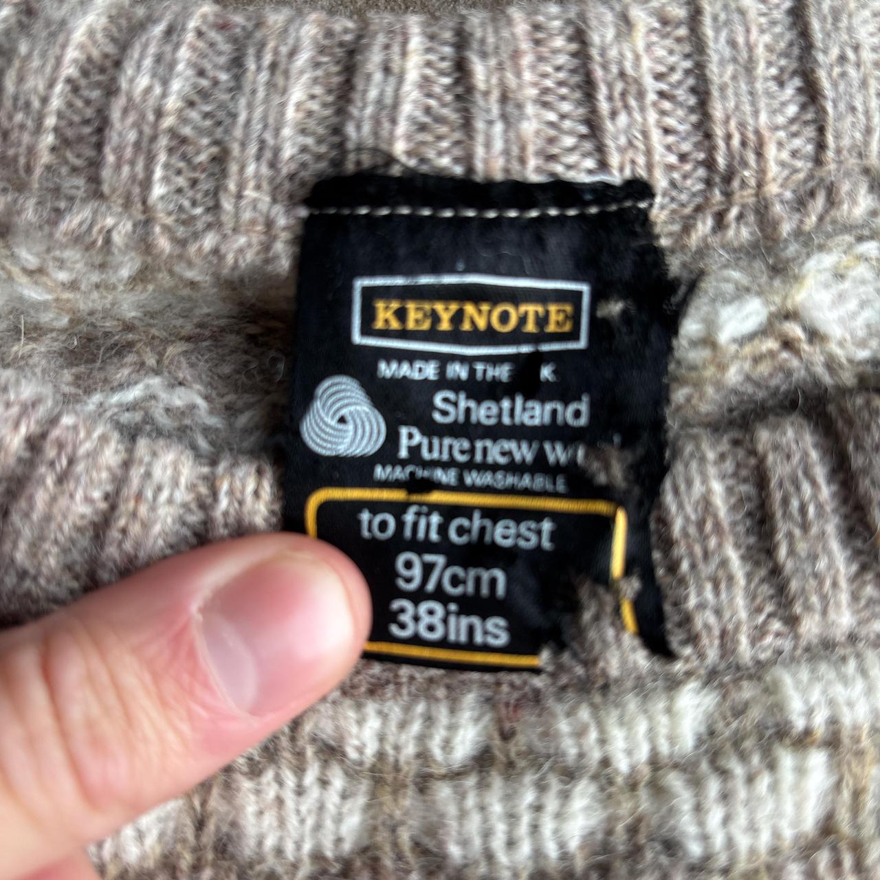 Cream & Tan Vintage Wool Knit Sweater - L