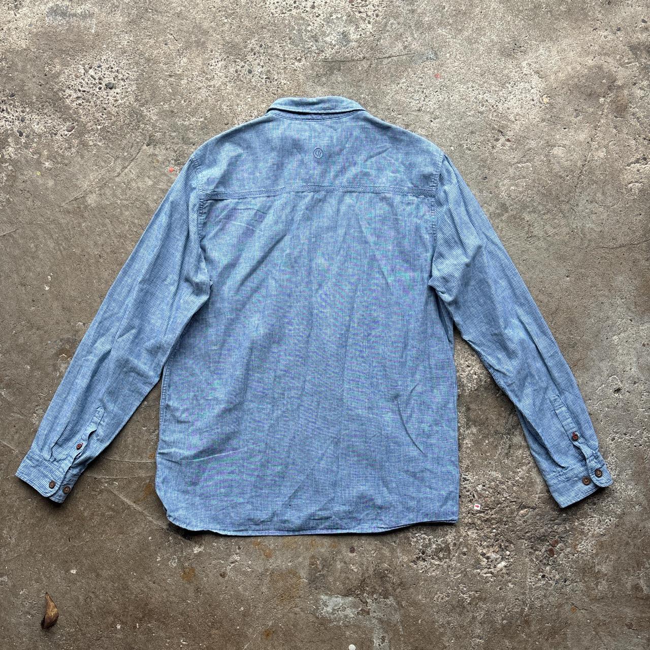 Blue and white striped Fat Face linen shirt