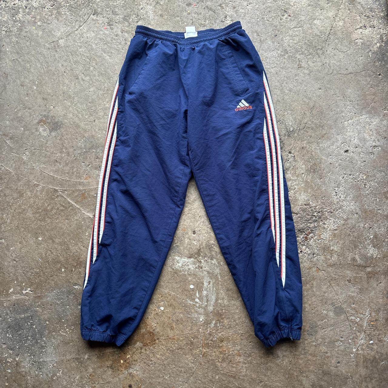 00s navy Adidas track pants with embroidered logo