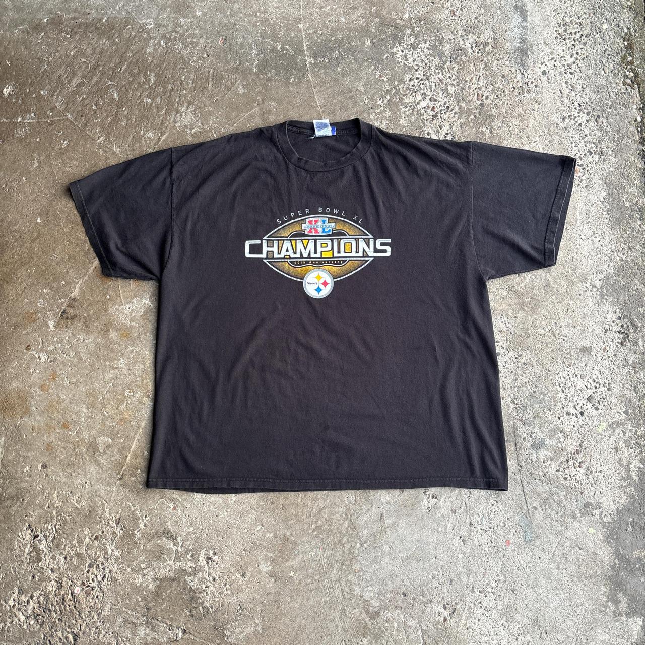 Vintage Black Pittsburgh Steelers Super Bowl XL 2006 Champions T-shirt - 2XL