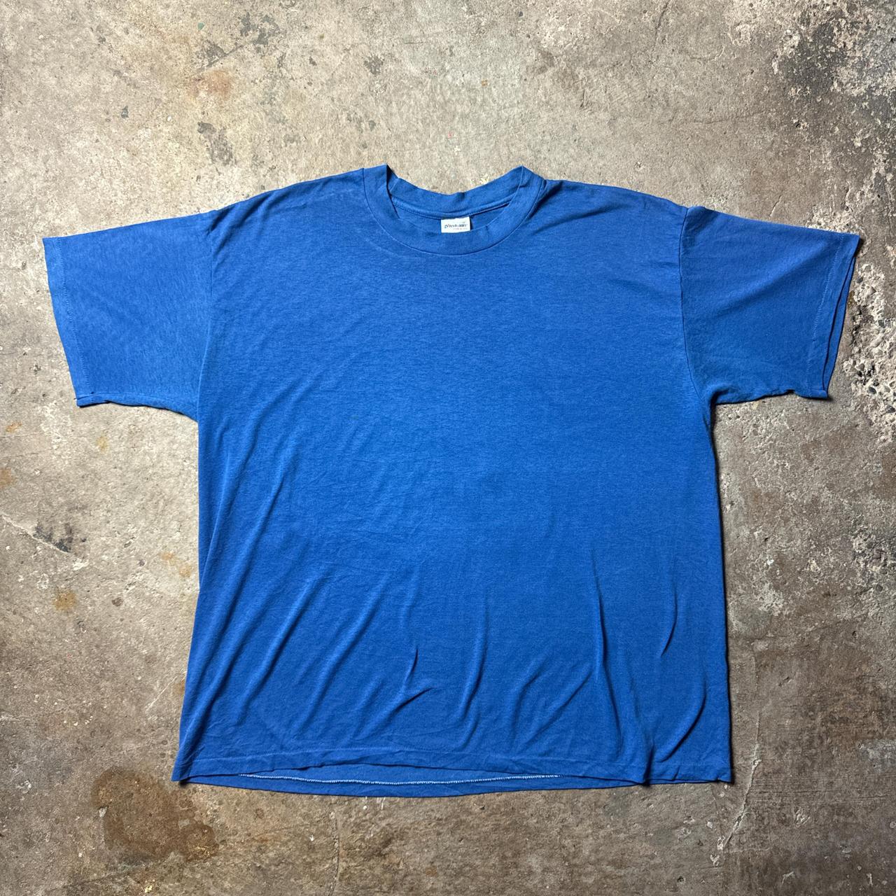 Blue 80s vintage single stitch cotton t-shirt with ‘Turkey Roast’ print