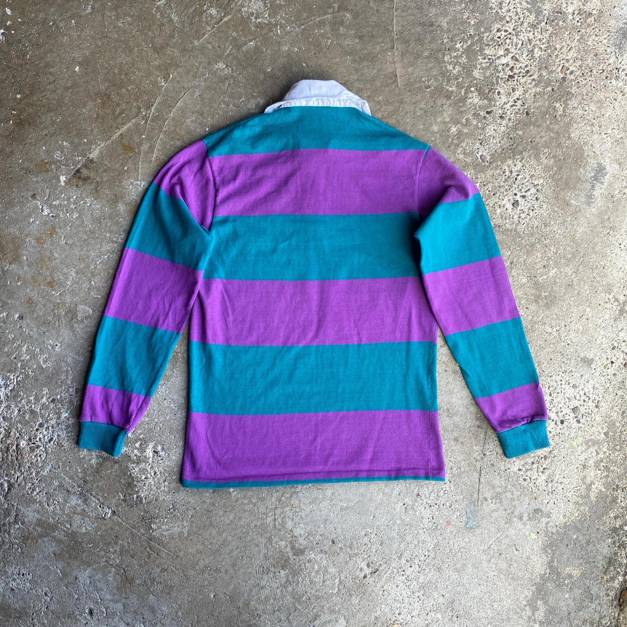Purple & Green Striped GANT Rugby Shirt - M